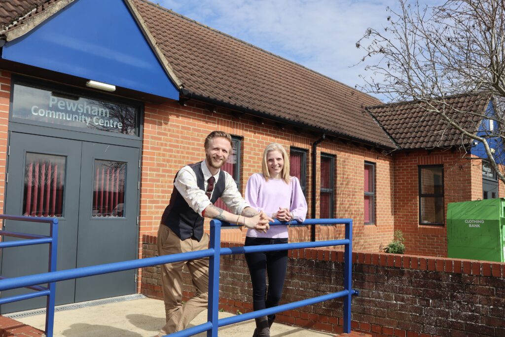 Beth Gardner (CBLC CEO) with Ben Saint (Administrator) at Pewsham Community Centre